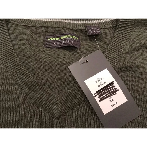 NWT $45 John Bartlett Mens 2XL V Neck Sweater XXL - Picture 3 of 3